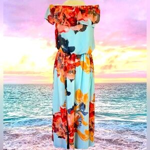 Bisou Bisou Floral Off-Shouider Tropical Dream Dress